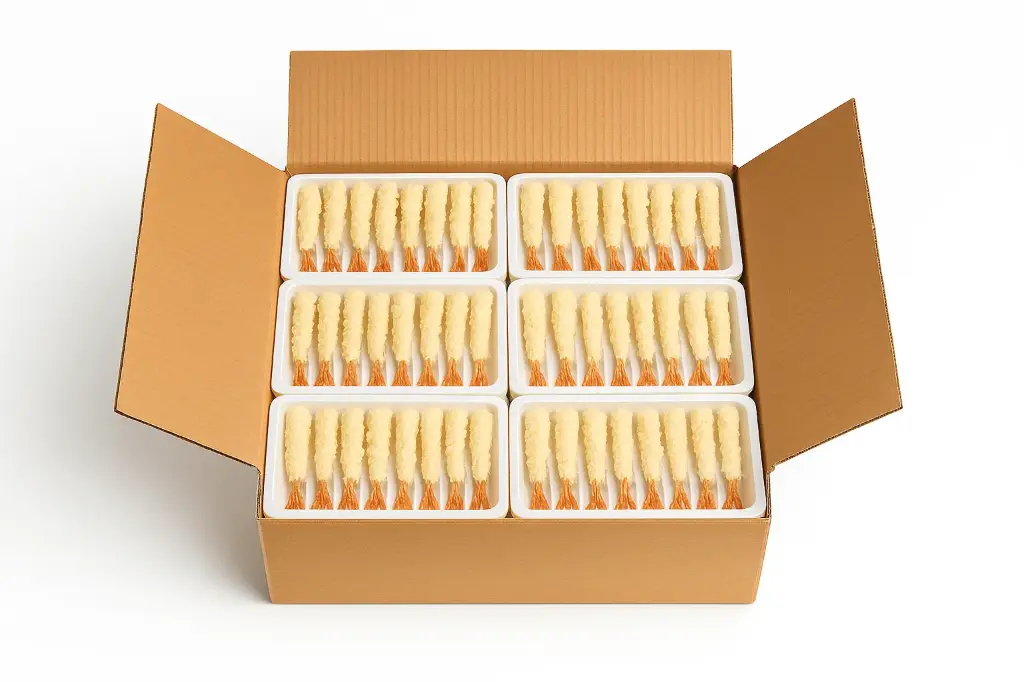 Seacon tempura ebi 3L - doos (10x300g tray)